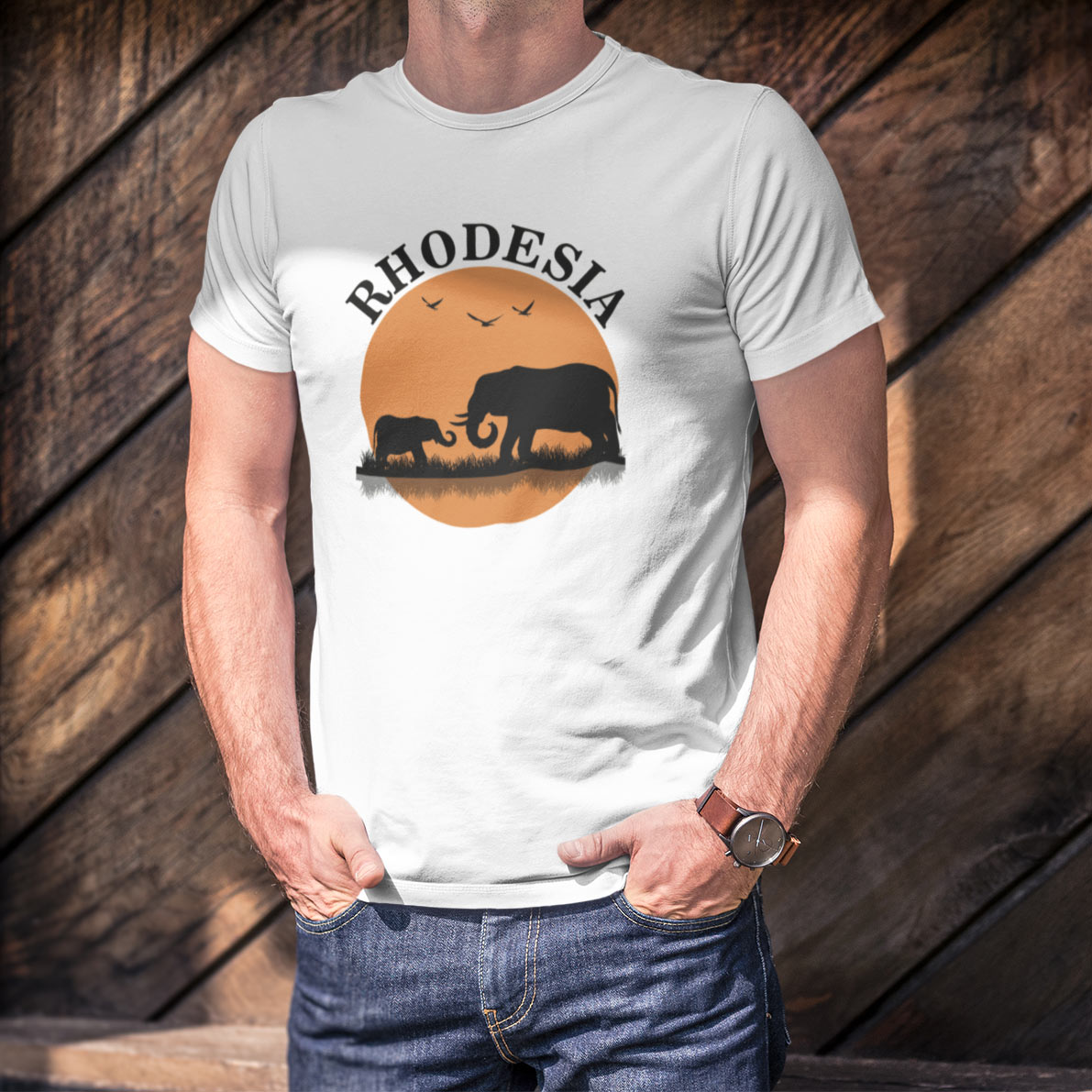 Rhodesia Silhouette Elephants Unisex T-shirt