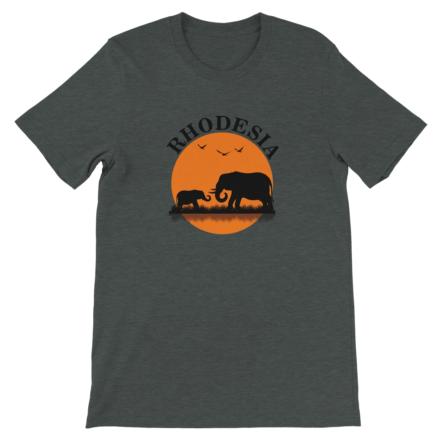 Rhodesia Silhouette Elephants T-shirt Dark Grey