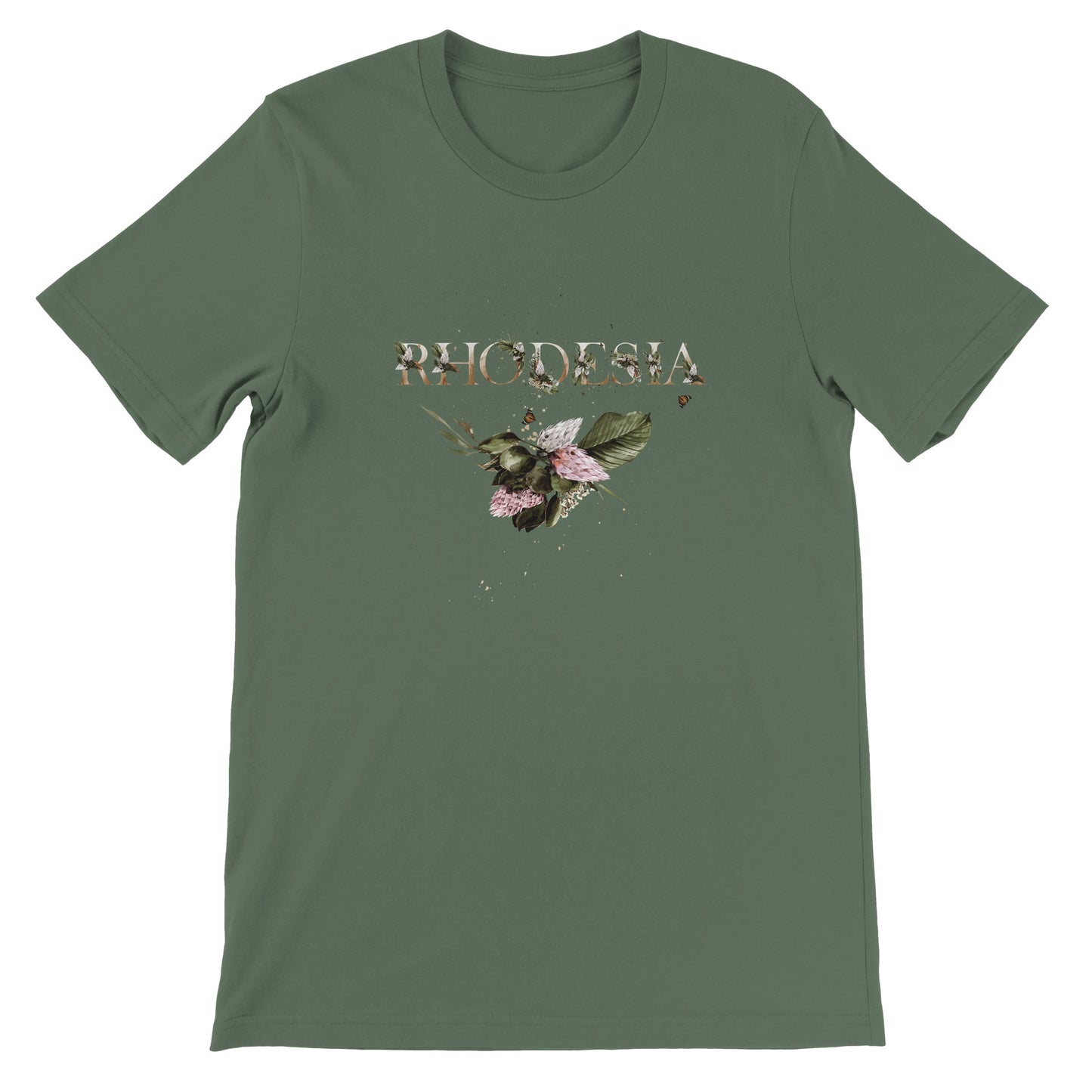 Rhodesian Florals Tshirt Military Green